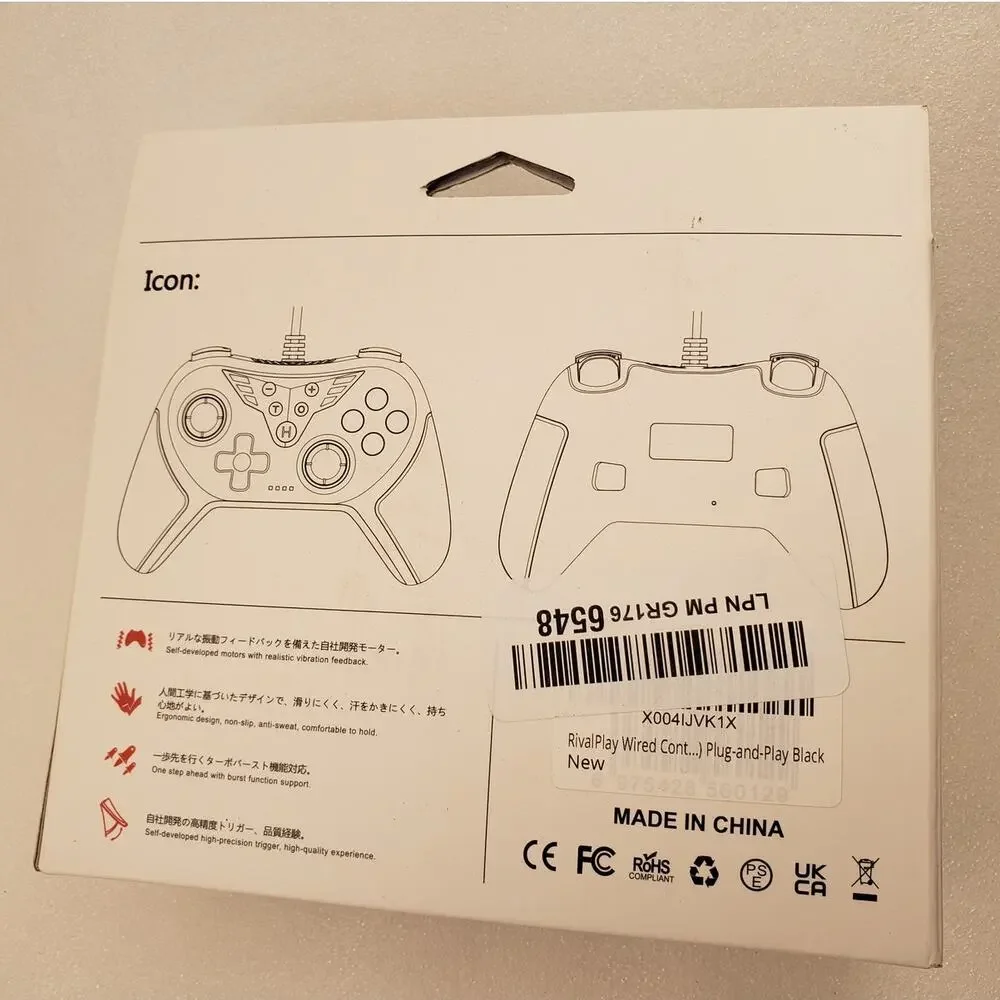 T43 Wired Controller for Switch, PC, and TV with Ergonomic Grip (Black/Red)